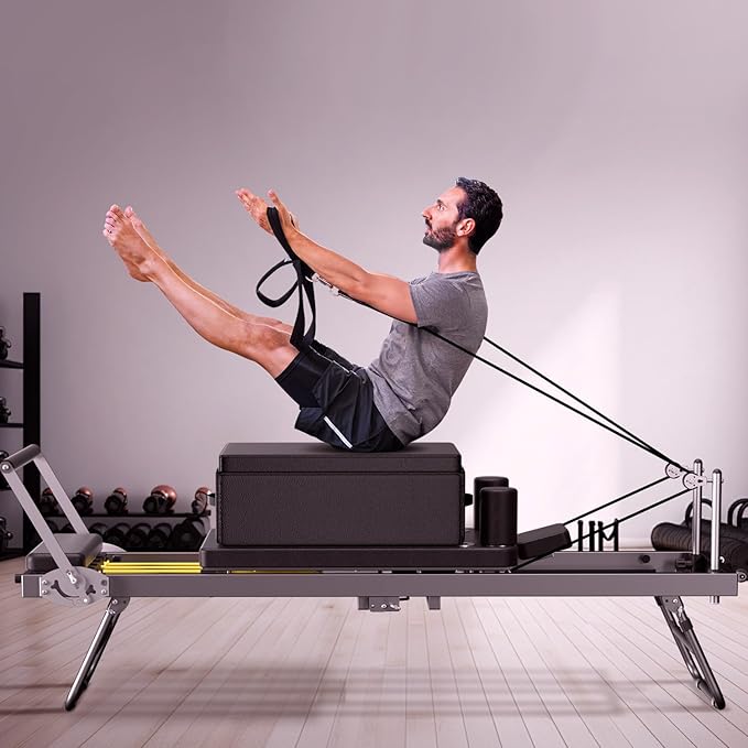 Pilates Reformer Machine,Foldable Home Pilates Reformer Equipment, Small Reformer for Women Use Studio Gym Yoga