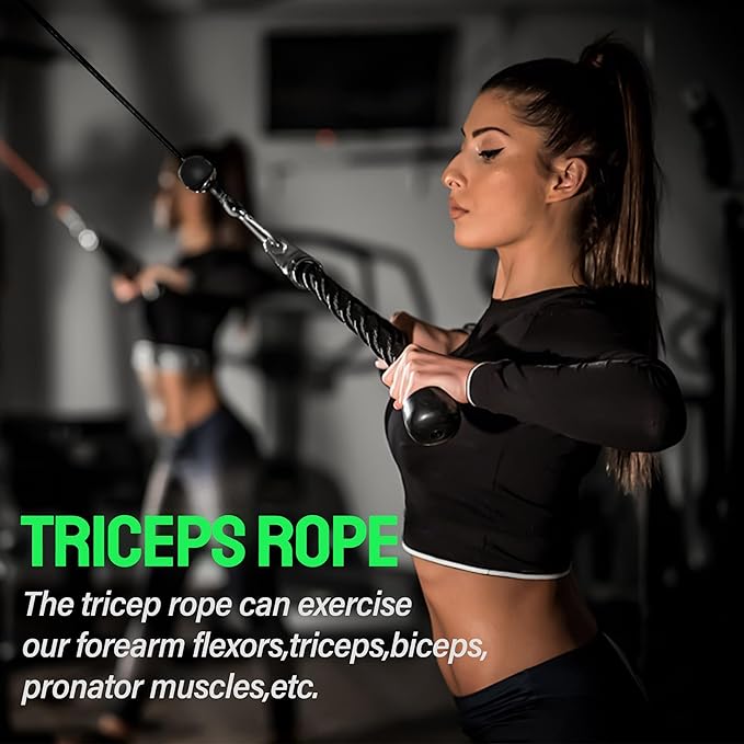 Tricep Rope Cable Machine Attachment, LAT Pulldown Attachment Tricep Pull Down Rope for Cable Machines Exercise Handles & Ankle Strap Home Gym Accessories