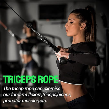 Tricep Rope Cable Machine Attachment, LAT Pulldown Attachment Tricep Pull Down Rope for Cable Machines Exercise Handles & Ankle Strap Home Gym Accessories