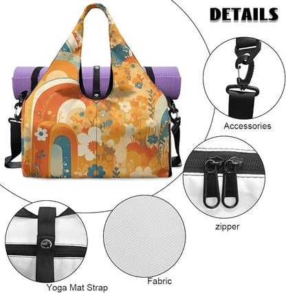 Yoga Mat Bag for Women Men Large Carryall Tote with Adjustable Shoulder Strap for Gym Yoga Travel Pilates Office