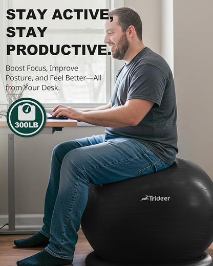 Trideer Ball Chair - Yoga Ball with Base & Bands for Home Gym Workout
