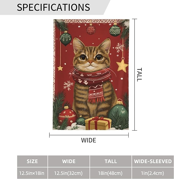 Christmas Cat Garden Flag 12x18 In Double Sided Yard Flags Lawn Sign Decor No Flagstand