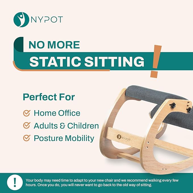 Ergonomic Kneeling Chair with Adjustable Seats - Knee Chair for Posture Correction & Kneel Rocking Stool for Desk - Back Pain Relief and Support for Home and Office - 5 Years Brand Warranty