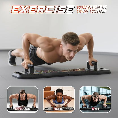 LALAHIGH Push Up Board,36 in 1 Home Gym Equipment with Ab Roller Wheel & Resistance Bands, Portable Foldable Workout Board for Full Body Strength Training Men Women