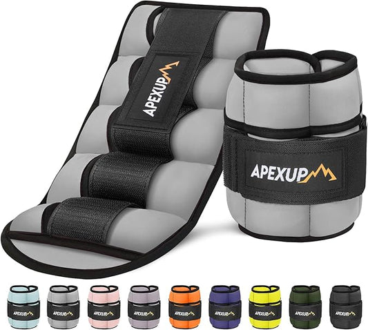 APEXUP 10lbs/Pair Adjustable Ankle Weights for Women and Men, Modularized Leg Weight Straps for Yoga, Walking, Running, Aerobics, Gym