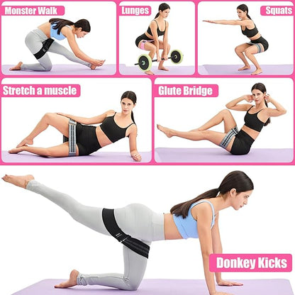 Adjustable Fabric Resistance Bands for Squats, Glutes & Legs – 5 Levels of Customizable Size, Width & Tension, Non-Slip Booty Bands for Men and Women, Pilates & Yoga Workouts(Medium)