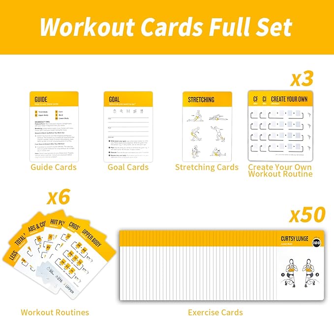 Bodyweight Workout Cards, 62 Exercises Cards Deck Large Size 5" x 3.5" Fitness Cards for Women & Men, Beginner Fitness Guide to Training Exercises at Home or Gym (Bodyweight,Vol 2)