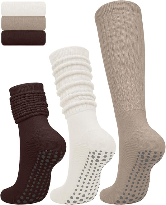 3/6 Pairs Grip Pilates Socks for Women, Non-slip Yoga Athletic Socks for Barre Ballet Barefoot Workout Hospital