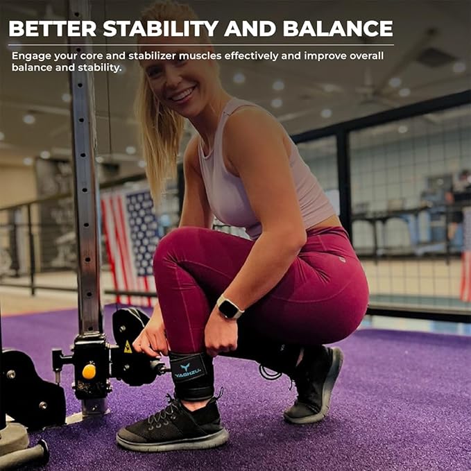 Ankle Straps for Cable Machines Women - Adjustable Gym Ankle Strap for Cable Machine, Neoprene Padded Cable Straps, Durable Leg Strap with Cable Cuff, Glute Kickback Ankle Strap with D Rings