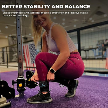 Ankle Straps for Cable Machines Women - Adjustable Gym Ankle Strap for Cable Machine, Neoprene Padded Cable Straps, Durable Leg Strap with Cable Cuff, Glute Kickback Ankle Strap with D Rings