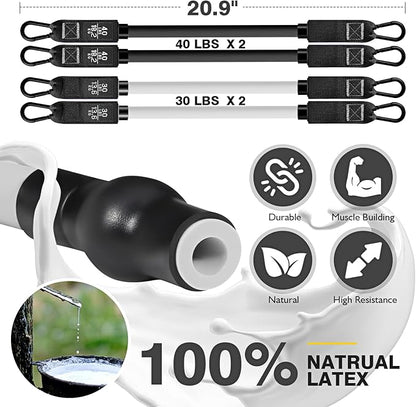 Pilates Bar Kit with Resistance Bands, Pilates Workout Equipment for Legs, Hip, Waist, Arm, Squats Exercise Equipment for Home Workouts, Adjustable 3-Section Pilates Bar Kit for Women & Men