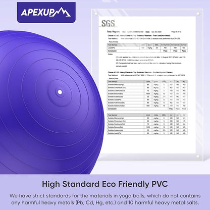 APEXUP Yoga Ball Exercise Ball Anti Slip Heavy Duty for Fitness, Balance & Core Workout