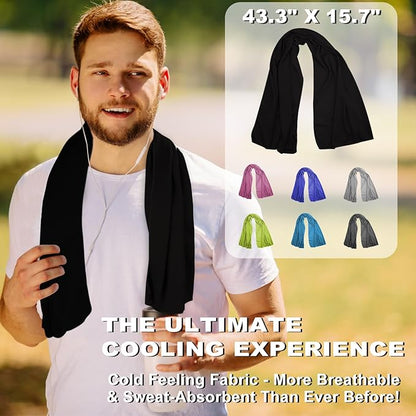 Cooling Towels 43.3" x 15.7" - Ice Towel, Sweat Towel, Cooling Towels for Neck & Face & Cooling Neck Wraps for Summer Heat - Neck Cooler for Quick Cool Down for Gym, Running, Golf, Yoga & Sports