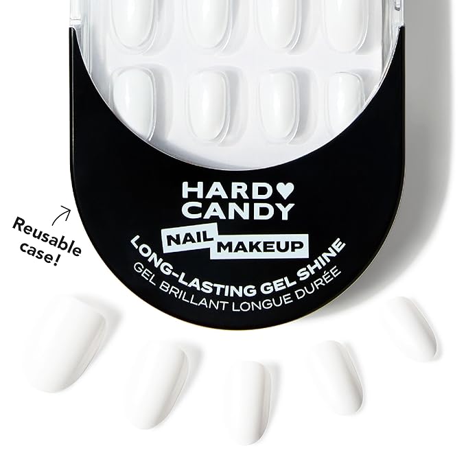 Short White Press On Nails | Hard Candy False Nails with Real White Nail Polish| Includes - 24 Reusable Short Round Nails, Strong Nail Glue, Travel Case and Accessories.