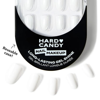 Short White Press On Nails | Hard Candy False Nails with Real White Nail Polish| Includes - 24 Reusable Short Round Nails, Strong Nail Glue, Travel Case and Accessories.
