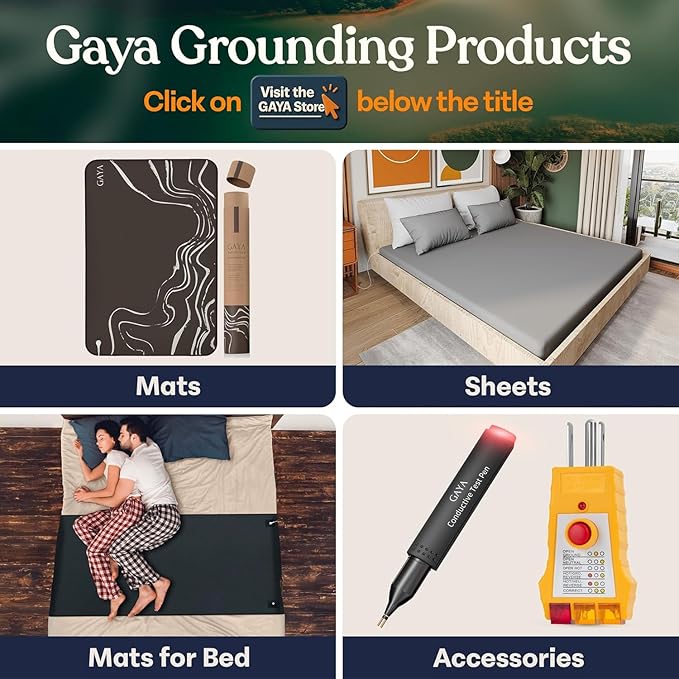 Gaya Grounding Mat for Feet, Earthing Mats for Sleep Improvement, Back Pain Relief, Muscle Relaxation & Stress Relief, Grounding Pads for Bed, Grounding for Desk, Earth Grounding Pad (24''X16'')