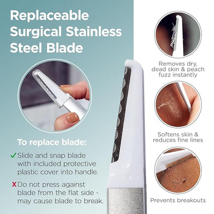 StackedSkincare Dermaplane Razor for Women Face - Professional Facial Razor, Non-electric Face Shaver for Women - Eyebrow Razor & Dermaplaning Tool for Face Exfoliation - Includes Handle & Blade