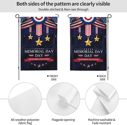 Memorial day 4th of july Flag decorations Decor Flags for Outside 12.5x18 Inch REMEMBER AND HONOR Patriotics Garden Flag Farmhouse Yard Indoor/Outdoor Decoration Banner Decor Gifts
