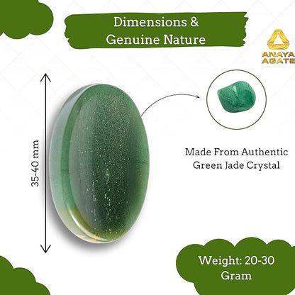 Worry Stones – Green Jade Crystal Thumb Worry Stones for Anxiety, Stress – Relaxing and Soothing Balance Stones for Meditation, Stress Relief – Healing Stones and Crystals for Men and Women
