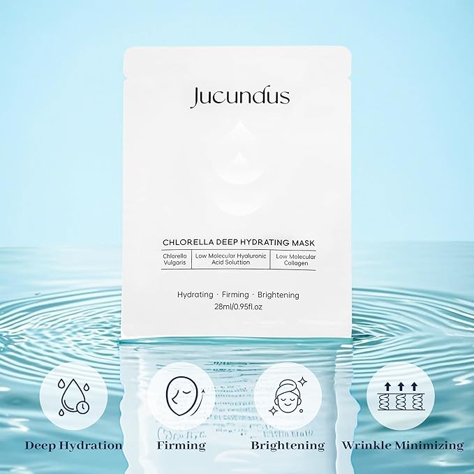 Chlorella Deep Hydrating Mask,with Bio-Collagen,Hyaluroic Acid and Chorella | Sheet Facial Mask Skincare | Improves Hydrating,Firming,Glowing | Skin moisturizer masks,5ea