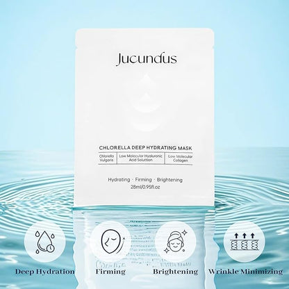 Chlorella Deep Hydrating Mask,with Bio-Collagen,Hyaluroic Acid and Chorella | Sheet Facial Mask Skincare | Improves Hydrating,Firming,Glowing | Skin moisturizer masks,5ea