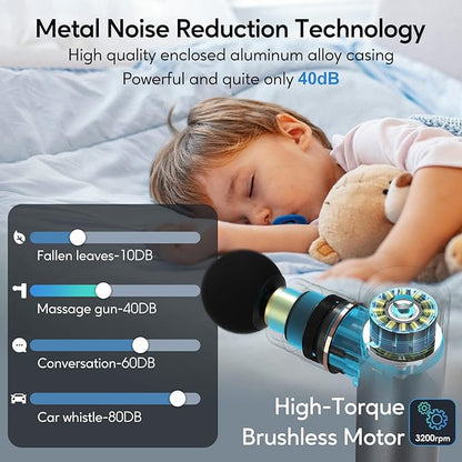arboleaf Massage Gun Deep Tissue, Full-Metal Electric Portable Hand Held Massager Gun with Case for Back, Body Sore Muscles, Pain Relief, Gifts for Dad, Office, Home, Athletes