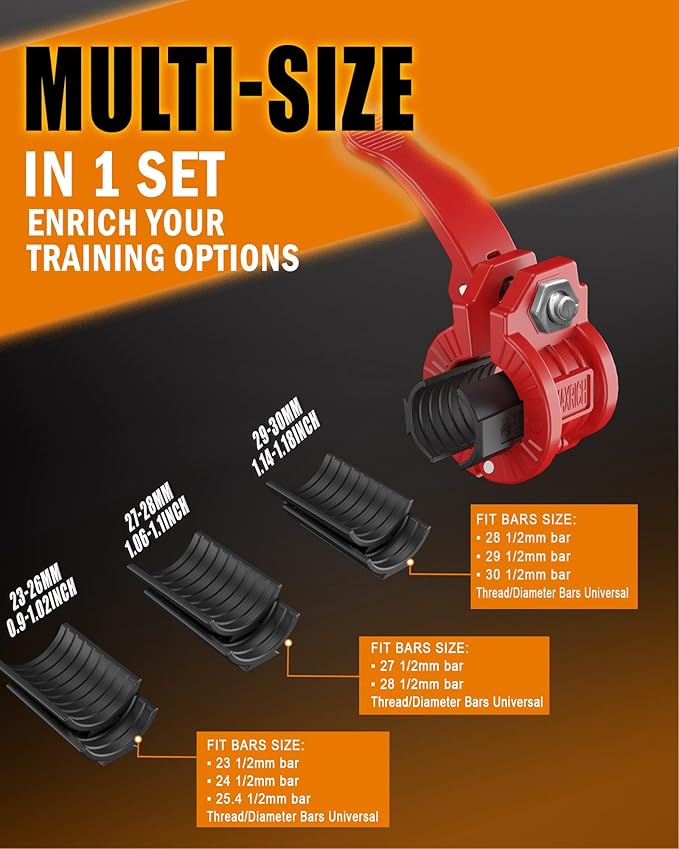 Barbell Clamps 1 Inch or 2inch - 2 PCS Adjustable Barbell Clips Quick Release Locking Weight Clips Olympic Barbell Collars (Red 0.98-1.18inch)