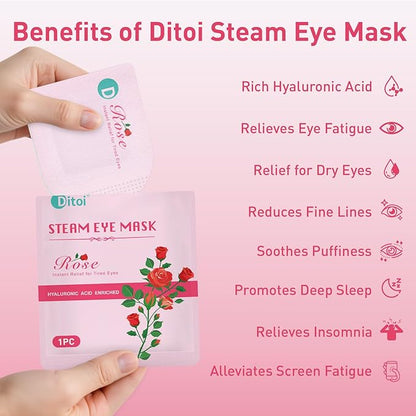 Steam Eye Mask, Heated Eye Mask for Sleep,Warm Compress with Hyaluronic Acid,Moist Heat for Dry Eye Relief,Spa,Stye Eye Treatment,Travel Essentials & Relaxation Gifts,Rose 10 Packs