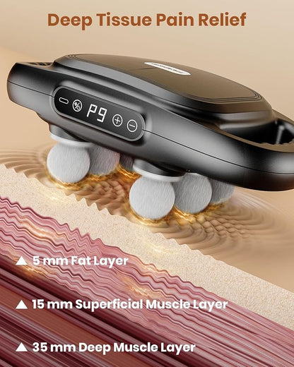 6-Head Massage Gun, Deep Tissue Back Massager with 32 Adjustable Intensities & 9 Modes, Electric Percussion Massager, Gun Tool for Back/Shoulders/Legs/Arms/Neck & Full Body Muscle Pain Relief