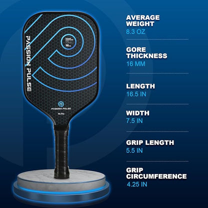 Pickleball Paddles 2025,Raw Carbon Fiber Surface（CFS） 16mm T700 High Grit & Spin, Pro Pickle Ball Paddles Designed for Ultimate Spin & Consistency