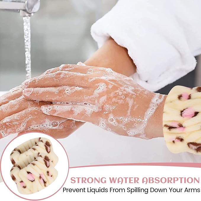 Wrist Towels for Face Washing, Women's Microfiber Spa Wash Face Wrist Towel Band, Absorbent Wrist Sweatband for Girls, Prevent Water from Spilling Down Your Arms 8Pcs