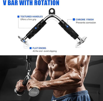 POWER GUIDANCE Cable Machine Attachment, LAT Pulldown Attachments, Cable Attachments for Gym, Home Gym Accessories
