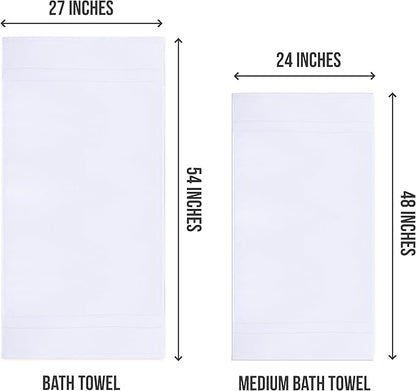 Utopia Towels 6 Pack Bath Towel Set (27 x 54 Inches), 500 GSM 100% Ring Spun Cotton Medium Lightweight and Highly Absorbent Quick Drying, Premium Towels for Hotel, Spa and Bathroom (White)