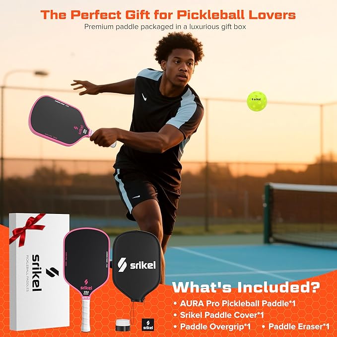 Pickleball Paddles, Raw T700 Carbon Fiber Pickleball Paddle, 16mm Power Polymer Core, Professional Rackets for Great Spin, Control & Precision Shots, USAPA Approved