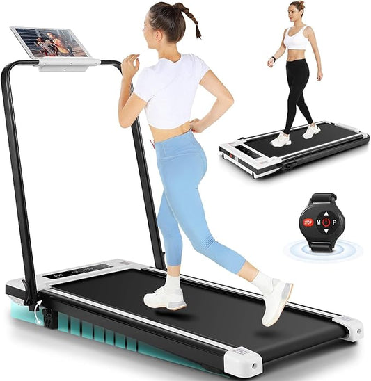 ANCHEER Foldable Treadmill with 12% Incline, 3.0HP Walking Pad Treadmills with Handle Bar, 320LBS Capacity/2S Folding/Widened Belt, Quiet Portable Walking Treadmill Under Desk with LED