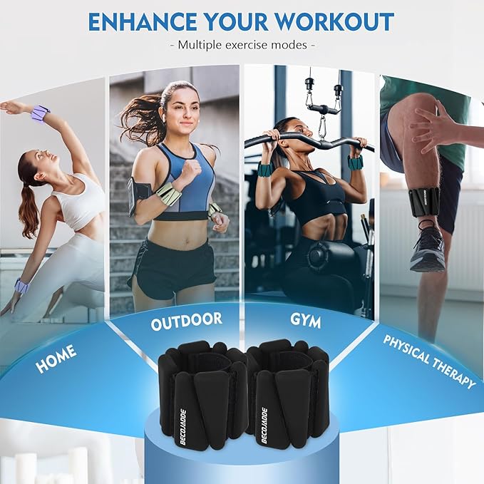 Ankle Weights Set of 2 (1 lb/2 lb/3 lb Each) Adjustable Wrist Weights for Women Men Wearable Arm Leg Weight for Pilates, Running, Walking, Workout, Yoga