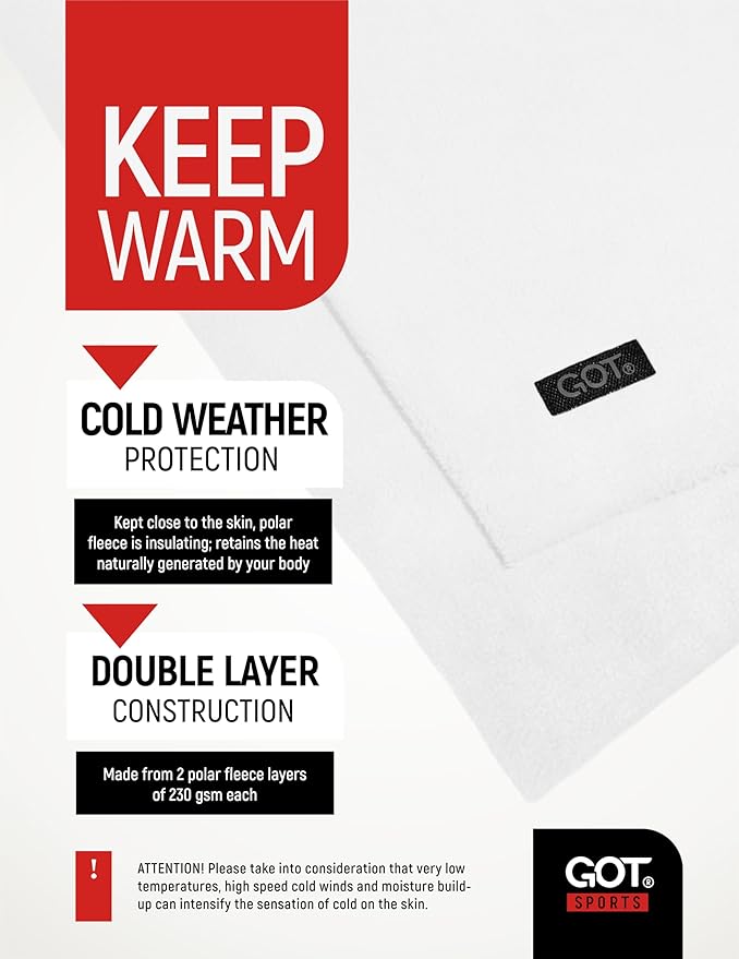 GOT Sports Polar Fleece Neck Warmer - Double-Layer Winter Ski Face Mask - Neck Gaiter Scarf for Skiing, Snowboarding, Running