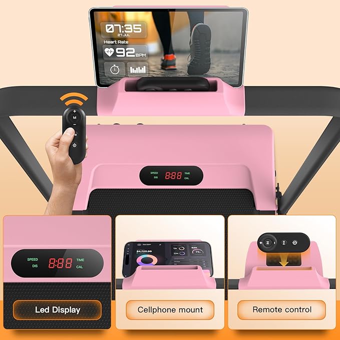 ANCHEER Foldable Treadmill with 12% Incline, 3.0HP Walking Pad Treadmills with Handle Bar, 320LBS Capacity/2S Folding/Widened Belt, Quiet Portable Walking Treadmill Under Desk with LED