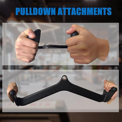 LAT Pulldown Attachments, LAT Bar Cable Machine Attachment,T-bar V-bar, LAT Pull Down Bars, Back Tricep Bar Strength Training Handle for Home Gym Fitness