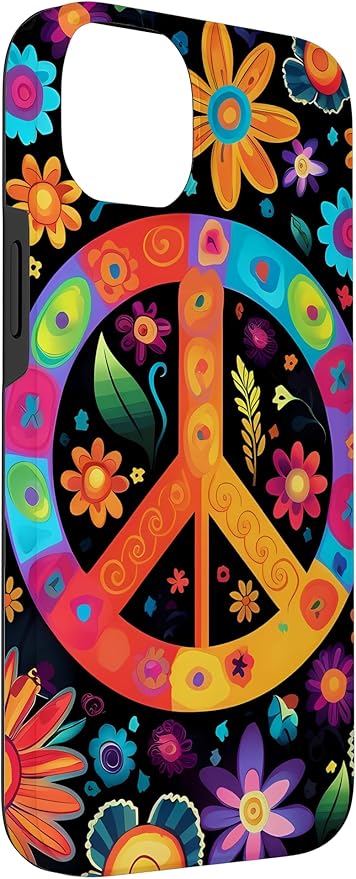 iPhone 14 Plus Peace Sign Hippie Floral Case