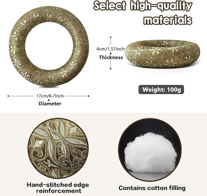 Singing Bowl Cushion for Tibetan Singing Bowls, Handmade Silk Brocade Round Cushion Pillow for Sound Healing and Crystal Sound Bowls Accessories(Brown,6.7 Inch)