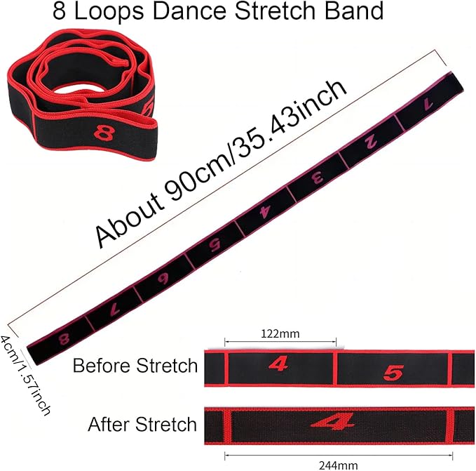 2 PCS Kids Dance Stretch Straps - Multi-Loop Adjustable Exercise Bands - 8 Loops (Pink)