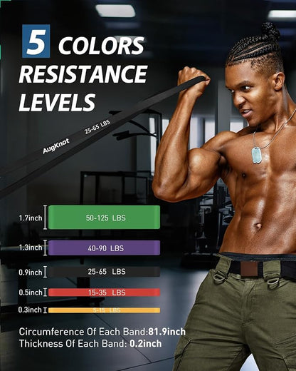 Resistance Bands for Working Out: 5-Levels Exercise Bands Set - Pull Up Assistance Elastic Silicone - Physical Therapy/Stretching/Training - Home Gym for Women/Men