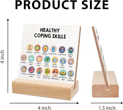 Mental Health Sign, Inspirational Positive Plaque Sign, Mental Health Growth Mindset Wooden Sign Decor with Wooden Stand, Positive Gifts for Psychologist School Counselor Student Boy Girl