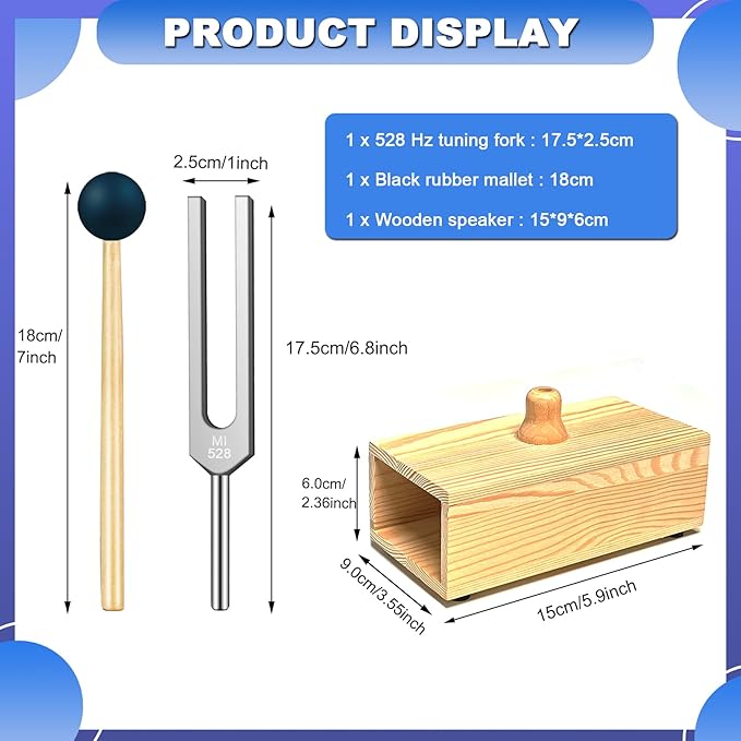 528 Hz Tuning Fork with Exquisite Wooden Resonator, Guiding You Towards Tranquility and Peace