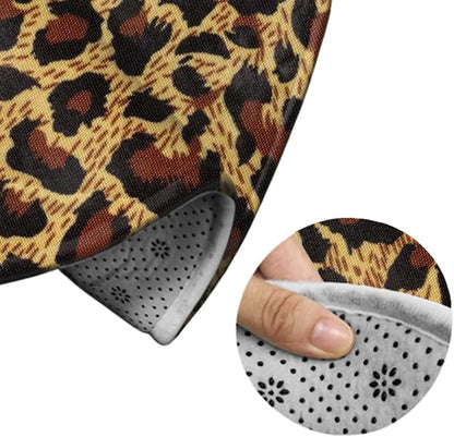 Large Home Decor Mat, Soft Round Yoga Carpet, Non-Slip Machine Washable Kitchen Office Circle Rug Compatible with Leopard Cheetah Print