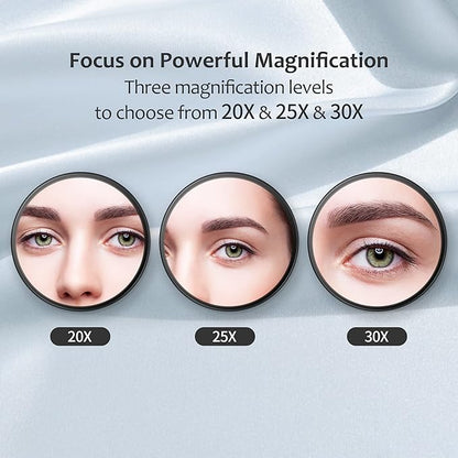 MIYADIVA 30X Magnifying Mirror, Small Travel Mirror with Suction Cup and Tweezers, 3.5 Inches