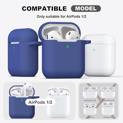 R-fun Compatible with AirPods Case Cover, Soft Silicone Protective Cover with Keychain for Women Men Compatible with Apple AirPods 2nd 1st Generation Charging Case, Front LED Visible,Royal Blue