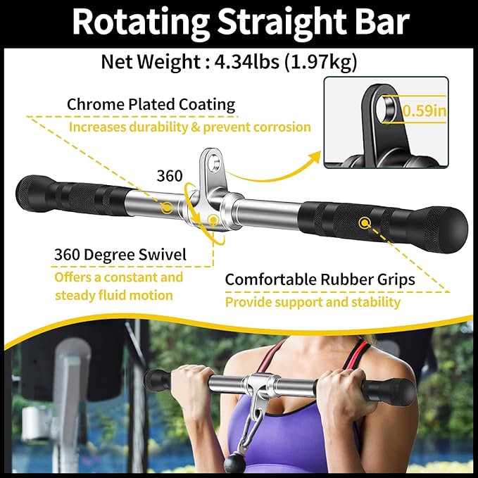 Cable Machine Attachment, LAT Pulldown Attachments, Home Gym Accessories, Triceps Pull Down Attachment