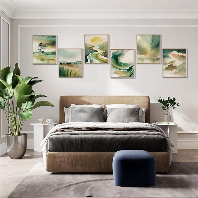 6 greens Mental Health Posters Boho Sun Mountain Wall Art Motivational Psychology Wall Decor Pictures Inspirational Positive Quotes Canvas Poster Prints For Home Counseling Office Decor Unframed
